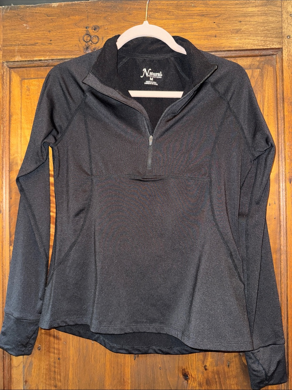 Natural Reflections Black Half-Zip Pullover Top